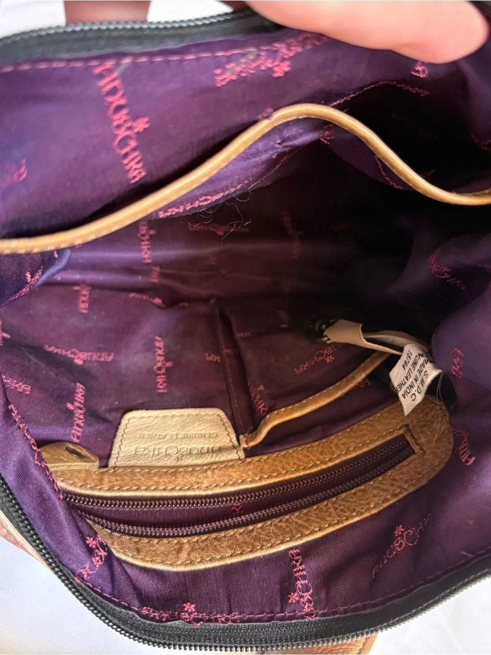 Anuschka Hand-Painted Genuine Leather Hobo Bag Abstract Art Shoulder Purse